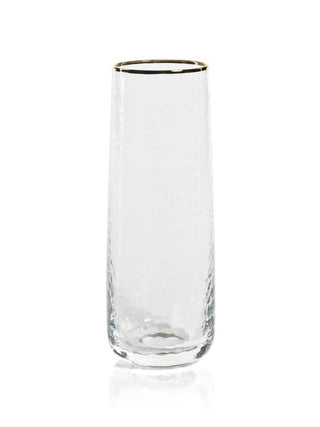 negroni hammered stemless champagne flute with a gold rim
