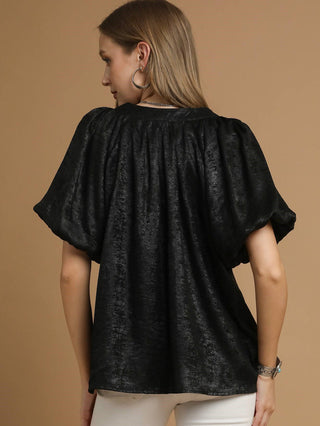 Night Out Spark Metallic Top - Black