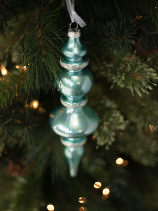 Northern Sky Blue Glass Finial Ornament - Style 2