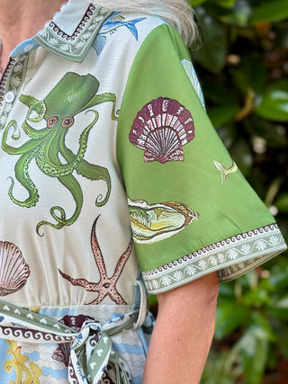 Octopus Mini Dress - Blue/Green