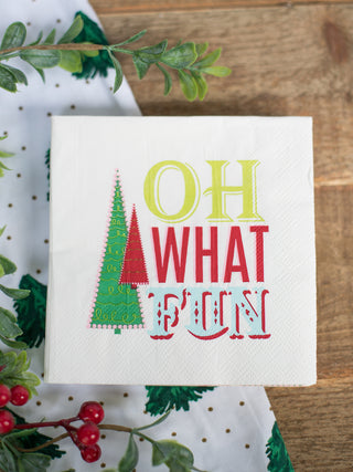 a set of white red green and blue christmas cocktail napkins perfect for holiday home decor and as host gifts