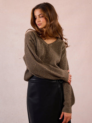 Olive Glow Knit Sweater - Khaki