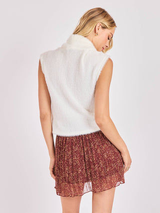 Ovation Feather Turtleneck Tank - Ivory