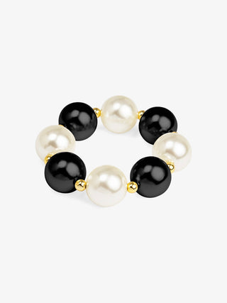 Oversized Pearl Bracelet - Black/White