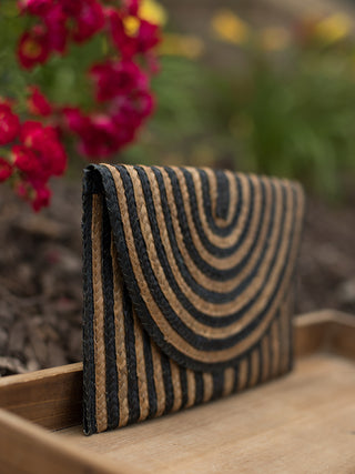 Palm Oasis Clutch - Black and Natural