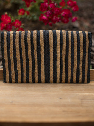 Palm Oasis Clutch - Black and Natural