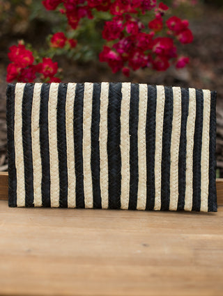 Palm Oasis Clutch - Black and White