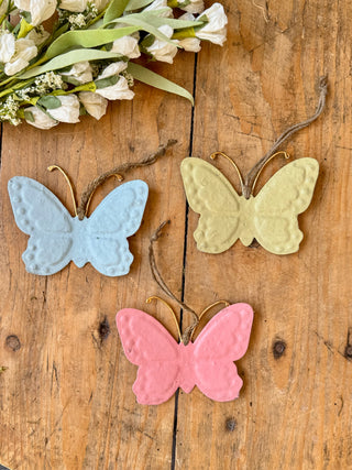paper mache and metal butterfly ornament