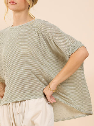 Part of Me Dolman Sleeve Top - Olive/Ivory