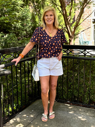 Party Animal Top - Navy/Orange