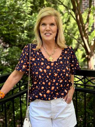 Party Animal Top - Navy/Orange