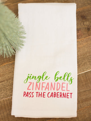 put this off white tea towel in your kitchen with multicolored sentiments as holiday home decor or gift as a stocking stuffer