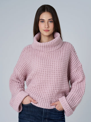Passion Waffle Knit Sweater - Pink