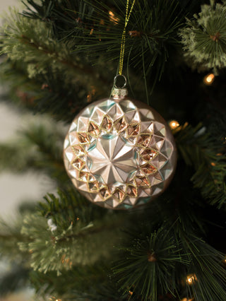 Pattern Glass Ornament - Champagne and Gold