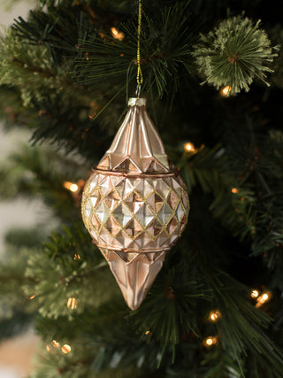 Pattern Glass Ornament - Champagne and Gold