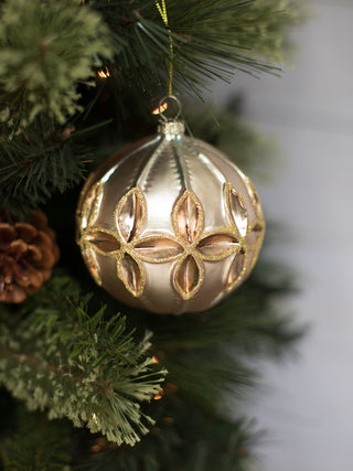 Pattern Glass Ornament - Champagne and Gold