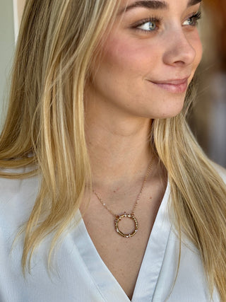 Golden Halo Pave Necklace - Gold
