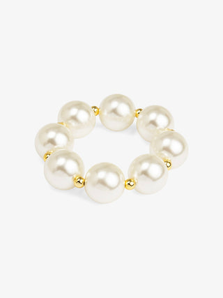 oversized pearl bracelet with gold accents