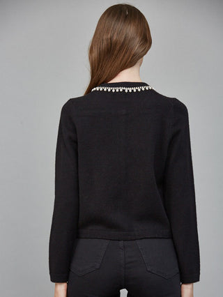 Pearl & Rhinestone Cardigan - Black
