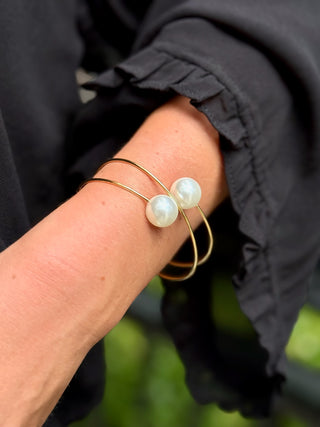 Pearl Whirl Cuff Bracelet - Gold