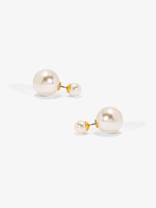 double pearl stud earring