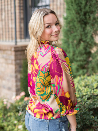 Petal Pop Off Blouse - Mocha Brown