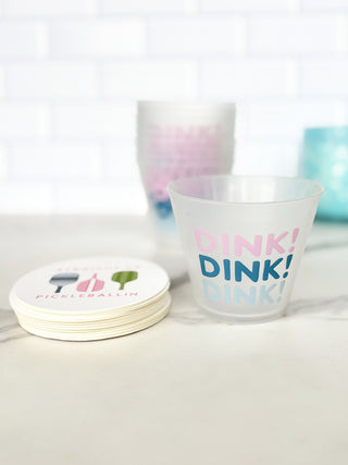 pickleball cup and coaster with dink 