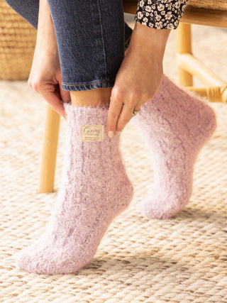 cozy pink fuzzy socks to gift