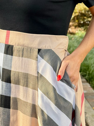 Plaid Behavior Midi Dress - Taupe
