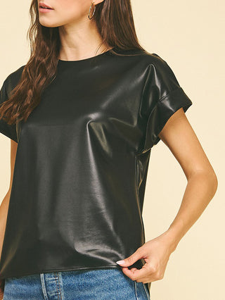 Backstage Babe Vegan Leather Top - Black