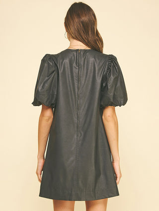 Midnight Sleek Vegan Leather Dress - Black