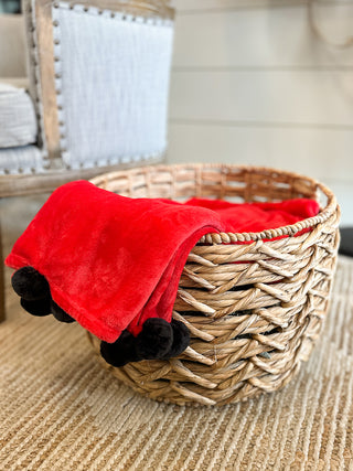 Pom Pom Throw - Red and Black