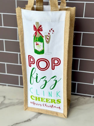 Pop Fizz Merry Christmas Wine Bag
