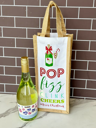 Pop Fizz Merry Christmas Wine Bag