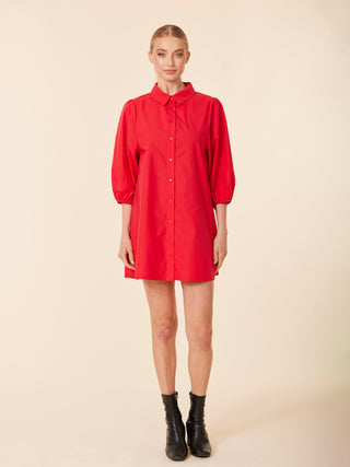 Poplin Romance Mini Dress/Tunic - Red