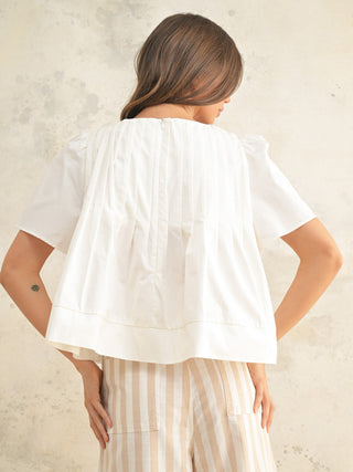 Pretty in Pleats Blouse - White