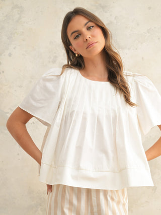 Pretty in Pleats Blouse - White