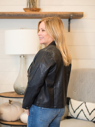 Pretty Little Faux Leather Short Jacket - Black
