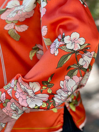 Pretty Pop Floral Blouse - Orange