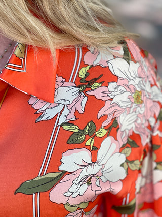 Pretty Pop Floral Blouse - Orange