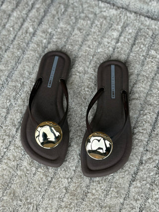 Puff Art Flip Flop - Brown Gold