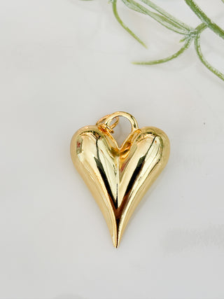 shiny gold puffy heart charm 