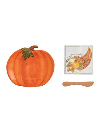 Pumpkin Cheese Plate w/Napkins Set