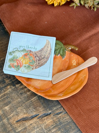 Pumpkin Cheese Plate w/Napkins Set