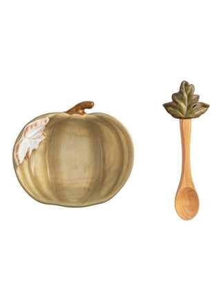 Pumpkin Dip Bowl w/Spoon Set