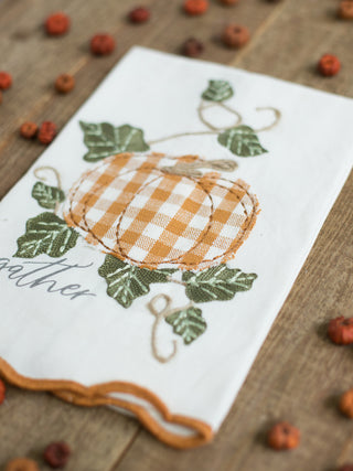 Plaid Pumpkin Embroidered Towel
