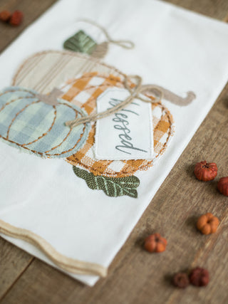 Plaid Pumpkin Embroidered Towel