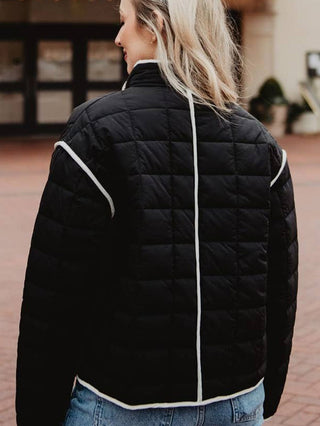 Linework Quilted Jacket - Black with White