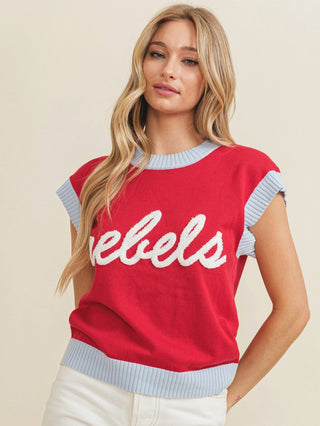 Rebels Game Day Knit Sleeveless Sweater - Red