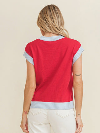 Rebels Game Day Knit Sleeveless Sweater - Red